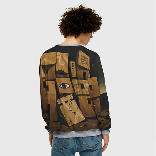 Мужской свитшот Коробки и глаз / 3D-Меланж – фото 4