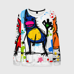 Свитшот мужской Веселые зверята, цвет: 3D-белый