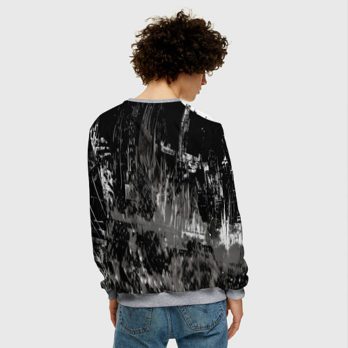 Мужской свитшот Бэтмен черно-белый стиль / 3D-Меланж – фото 4