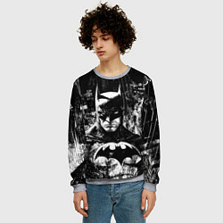Свитшот мужской Бэтмен черно-белый стиль, цвет: 3D-меланж — фото 2