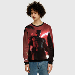 Свитшот мужской Бэтмен красный ночной город, цвет: 3D-черный — фото 2