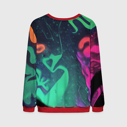 Мужской свитшот Бэтмен красочное небо / 3D-Красный – фото 2