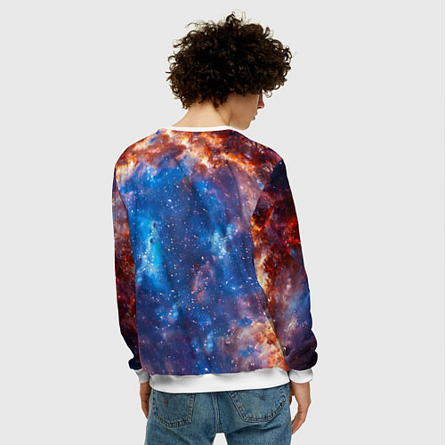 Мужской свитшот Дратхаар в космосе / 3D-Белый – фото 4