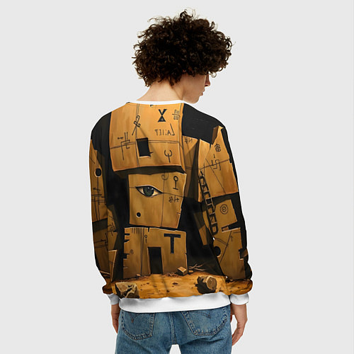 Мужской свитшот Глаза в каменных домах / 3D-Белый – фото 4