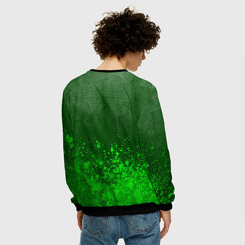 Мужской свитшот Liverpool - green gradient посередине / 3D-Черный – фото 4