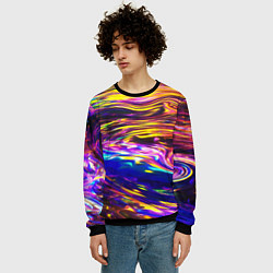 Свитшот мужской Неоновые полосы текстура, цвет: 3D-черный — фото 2
