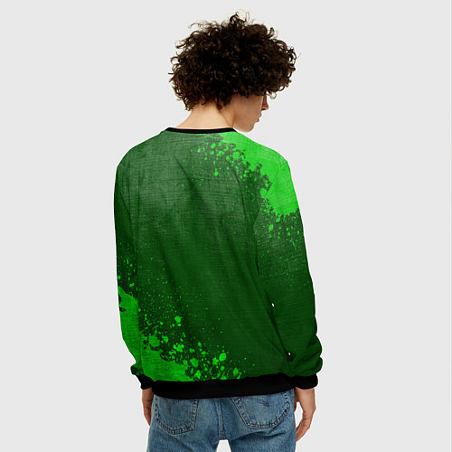 Мужской свитшот Hunter x Hunter - green gradient вертикально / 3D-Черный – фото 4