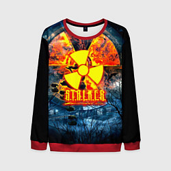 Свитшот мужской Stalker огненное лого чернобыль, цвет: 3D-красный