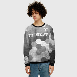 Свитшот мужской Tesla - grey gradient посередине, цвет: 3D-черный — фото 2