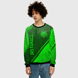 Свитшот мужской Disturbed - green gradient вертикально, цвет: 3D-черный — фото 2