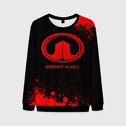 Свитшот мужской Great Wall - red gradient, цвет: 3D-черный