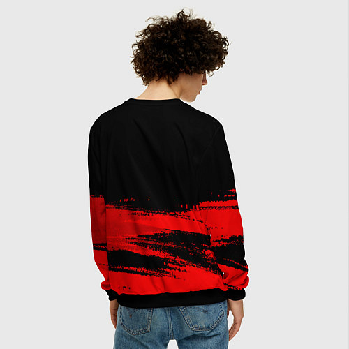 Мужской свитшот In Flames - red gradient посередине / 3D-Черный – фото 4