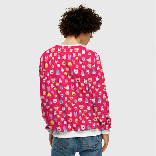 Мужской свитшот Skzoo pattern pink / 3D-Белый – фото 4