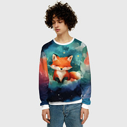 Свитшот мужской Лисенок на облаках, цвет: 3D-белый — фото 2