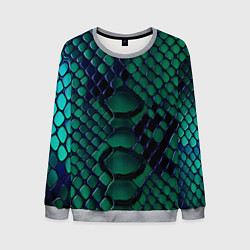 Свитшот мужской Бирюзовая змеиная кожа, цвет: 3D-меланж