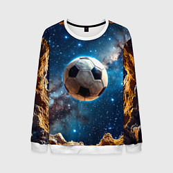 Свитшот мужской Футбольный мяч в космосе, цвет: 3D-белый