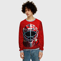 Свитшот мужской Маска голкипера на красном, цвет: 3D-меланж — фото 2