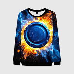 Свитшот мужской Шайба в синем пламени, цвет: 3D-черный