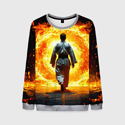 Свитшот мужской Айкидоист и огненный вихрь, цвет: 3D-меланж