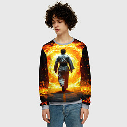 Свитшот мужской Айкидоист и огненный вихрь, цвет: 3D-меланж — фото 2