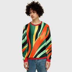 Свитшот мужской Тропическая жаркая абстракция, цвет: 3D-красный — фото 2