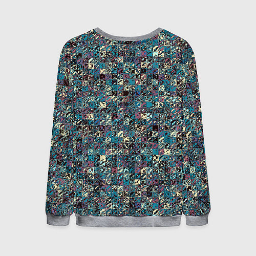 Мужской свитшот Бордово-голубой квадратный паттерн / 3D-Меланж – фото 2