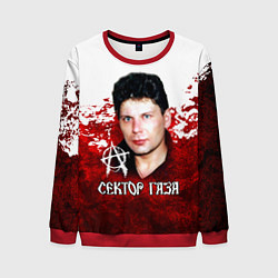 Свитшот мужской Юрий Хой бело-красный фон, цвет: 3D-красный