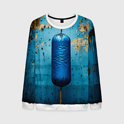 Свитшот мужской Синяя боксерская груша, цвет: 3D-белый