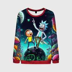 Мужской свитшот Рик и Морти на планете сказочных грибов