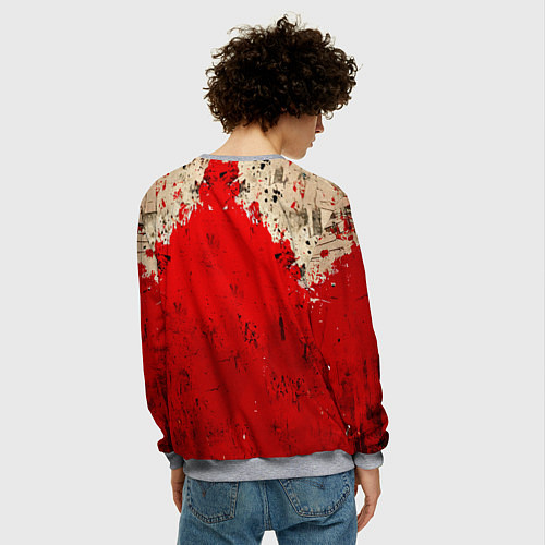 Мужской свитшот Брюс Ли на красном / 3D-Меланж – фото 4