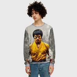 Свитшот мужской Брюс Ли на сером, цвет: 3D-меланж — фото 2
