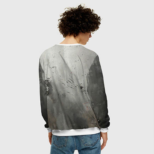 Мужской свитшот Дастин Порье на сером / 3D-Белый – фото 4