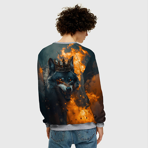 Мужской свитшот Злой волк в огне / 3D-Меланж – фото 4