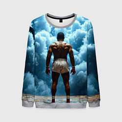 Свитшот мужской Мухаммед Али в синем дыму, цвет: 3D-меланж