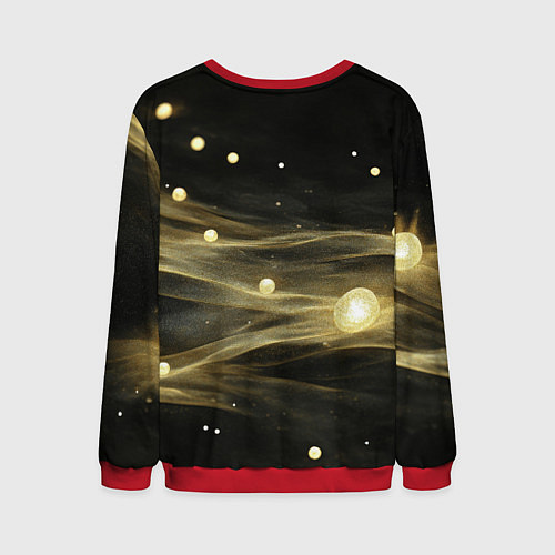 Мужской свитшот Золотистый свет на черной текстуре / 3D-Красный – фото 2