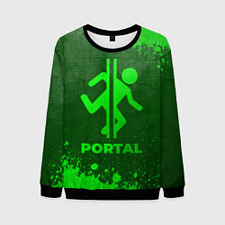 Свитшот мужской Portal - green gradient, цвет: 3D-черный