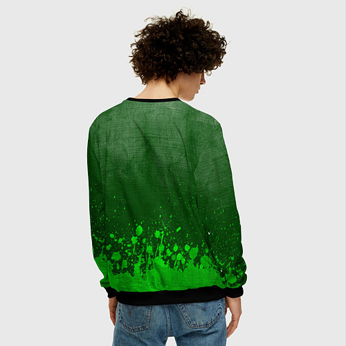 Мужской свитшот Black Sabbath - green gradient посередине / 3D-Черный – фото 4