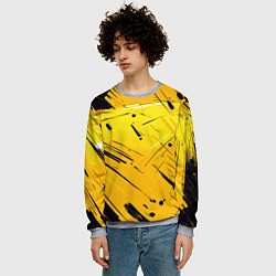 Свитшот мужской Желтая краска на черном фоне, цвет: 3D-меланж — фото 2