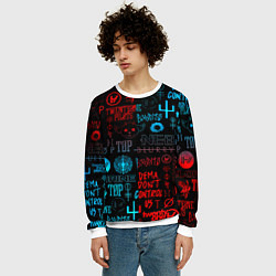 Свитшот мужской Twenty one pilots rock pattern, цвет: 3D-белый — фото 2
