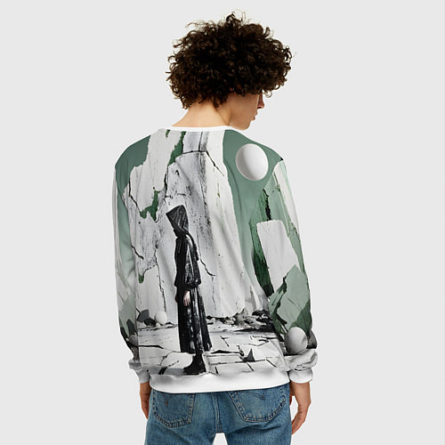 Мужской свитшот Человек в капюшоне / 3D-Белый – фото 4