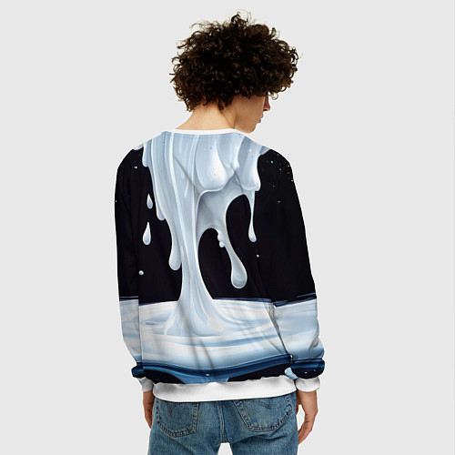 Мужской свитшот Молочная текстура / 3D-Белый – фото 4