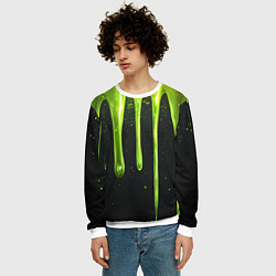 Свитшот мужской Слизь зеленая текстура, цвет: 3D-белый — фото 2