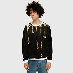 Свитшот мужской Мед на коричневой текстуре, цвет: 3D-белый — фото 2