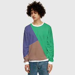 Свитшот мужской Триада зелёный фиолетовый и коричневый геометричны, цвет: 3D-белый — фото 2