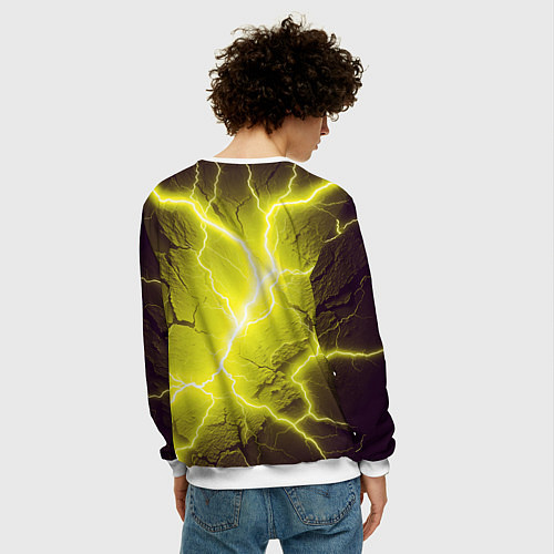 Мужской свитшот Color yellow black / 3D-Белый – фото 4