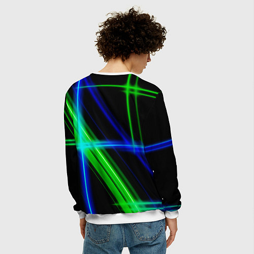 Мужской свитшот Color blue black green / 3D-Белый – фото 4