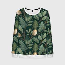 Свитшот мужской Совы в лесу, цвет: 3D-белый