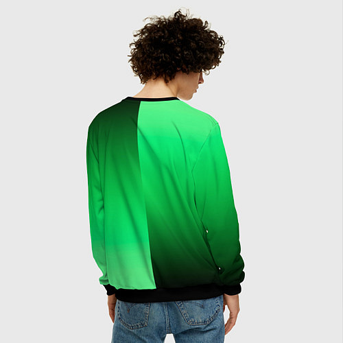 Мужской свитшот Чёрно-зелёный градиент пополам / 3D-Черный – фото 4