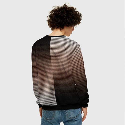 Мужской свитшот Чёрно-коричневый текстурный градиент пополам / 3D-Черный – фото 4