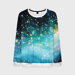 Свитшот мужской Бирюзовые блестки фон, цвет: 3D-белый